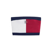 Tommy Hilfiger Damenjeans top Bandeau-Top mit Rippstruktur aus marineblauem, weißem und rotem Bio-Baumwoll-Bordeaux
