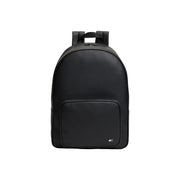 Tommy Hilfiger Lederrucksack TH Foundation für Herren in Schwarz mit minimalistischem Design und strukturierter Vordertasche, Vorderansicht