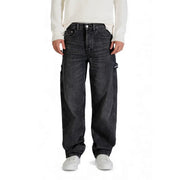Tommy Hilfiger Schwarze Herrenjeans aus Bio-Baumwolle mit dunkler Waschung, lässigem, weitem Bein und Cargotaschen