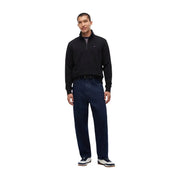 Tommy Hilfiger Schwarzer Herren-Pullover aus Bio-Baumwolle mit halbem Reißverschluss und dezentem Brustlogo für die Freizeit.