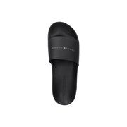 Schwarze Tommy Hilfiger Herren-Sandalen mit strukturiertem Polyurethanriemen und dezentem Logo, Größe 41