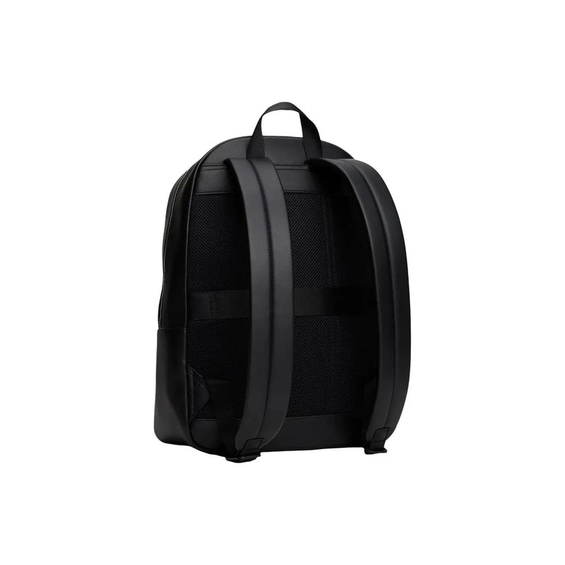 Tommy Hilfiger Schwarzer Herren-Lederrucksack mit Netzeinsätzen und verstellbaren Trägern, 30 x 42 x 14 cm