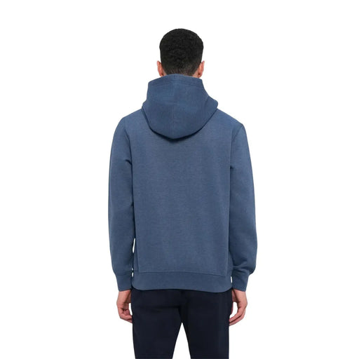 Tommy Hilfiger Herren-Sweatshirt aus blauer Baumwolle mit marineblauer Kapuze, weichem, strukturiertem Stoff und gerippten Bündchen