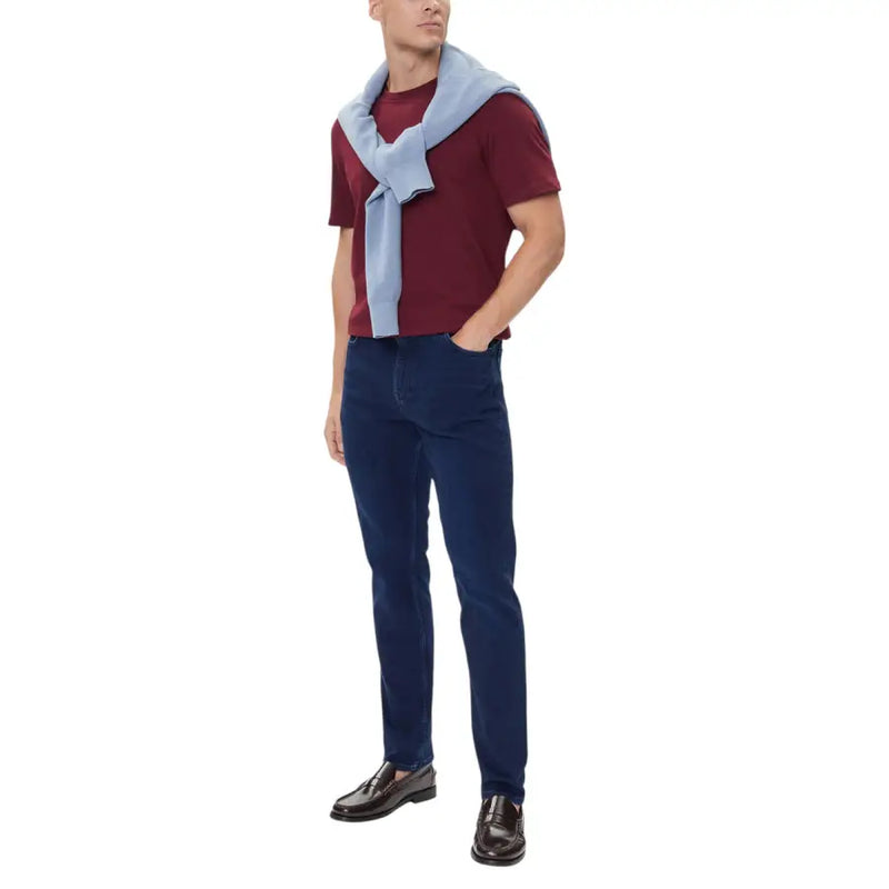 Tommy Hilfiger Blaue Slim-Fit-Jeans aus Bio-Baumwolle für Herren mit glattem, strukturiertem Stoff und klassischem Fünf-Taschen-Design