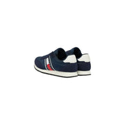 Marineblau Tommy Hilfiger Herren-Sneaker mit weiß-rot gestreiften Seiteneinsätzen aus Polyester für die Freizeit