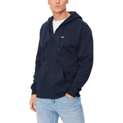 Men’s navy blue zip-up hoodie with small chest logo from Tommy Hilfiger Men Blue Zip Hooded Sweatshirt