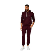 Tommy Hilfiger Herren-Hoodie in Bordeauxrot aus Baumwollmischung mit weißen Kordelzügen und kleinem Brustlogo