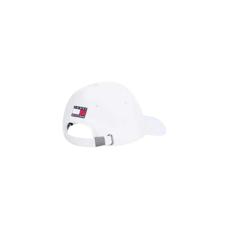 Weiße Tommy Hilfiger Herrenkappe mit klassischem Logo-Patch und verstellbarem Riemen aus Polyester-Replika-Material