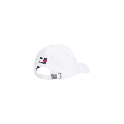 Weiße Tommy Hilfiger Herrenkappe mit klassischem Logo-Patch und verstellbarem Riemen aus Polyester-Replika-Material