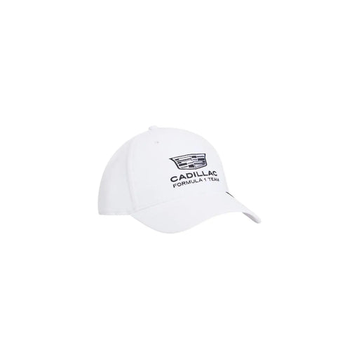 Tommy Hilfiger Weiße Herrenkappe aus Polyester mit schwarzem, aufgesticktem Cadillac Formel-1-Teamlogo auf der Vorderseite