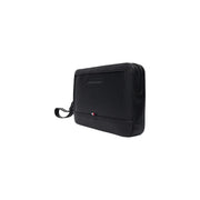 Tommy Hilfiger Schwarze Herren-Clutch aus Leder mit Mitteltasche, Handgelenkschlaufe und Reißverschluss aus Polyurethan, Größe W27