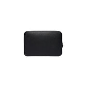 Tommy Hilfiger Schwarze Herren-Clutch aus strukturiertem Leder mit elegantem, minimalistischem Design und silberfarbenem Reißverschlussanhänger.