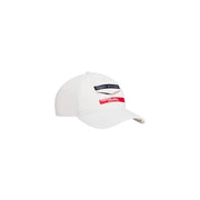 Weiße Tommy Hilfiger Herren-Baseballkappe aus Polyester mit Chevron-Print und schwarzem und rotem Logo-Patch mit Tommy Hilfiger-Schriftzug