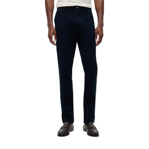 Tommy Hilfiger Herren-Baumwollhose in Dunkelblau mit elegantem, geradem Bein und dezenten Ziernähten