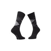 Tommy Hilfiger Herren-Baumwollunterwäsche, schwarz kariert, mit Rückenausschnitt, dazu schwarze Argyle-Socken mit grauen Rauten und Logo