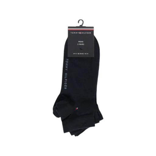 Schwarz Tommy Hilfiger Herren-Baumwollsocken mit seitlichem Logo und Markenverpackung für den Freizeitbereich
