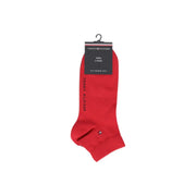 Rote Tommy Hilfiger Herren-Baumwollsocken mit klassischem Logo an Seite und Ferse für den Freizeitbereich