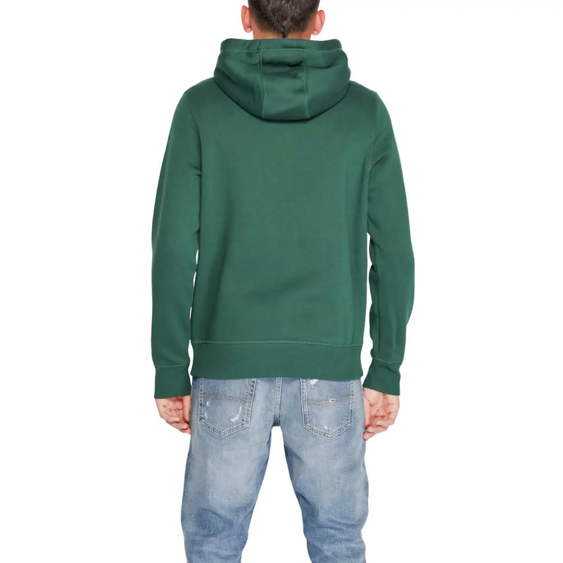 Tommy Hilfiger Herren-Hoodie aus grüner Baumwolle mit langen Ärmeln, Kapuze und gerippten Bündchen