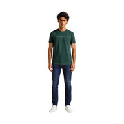 Tommy Hilfiger Grünes Herren-T-Shirt aus Bio-Baumwolle in regulärer Passform mit dunkelgrünen Tommy Jeans und weißem Logo auf der Brust