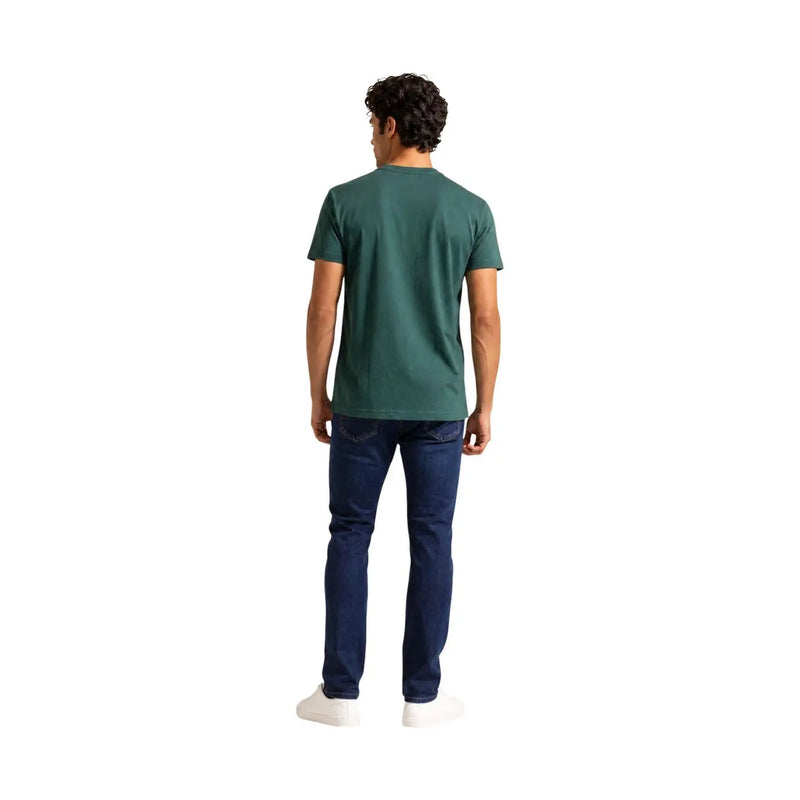 Tommy Hilfiger Grünes Herren-T-Shirt aus Bio-Baumwolle mit kurzen Ärmeln und klassischem Rundhalsausschnitt in normaler Passform