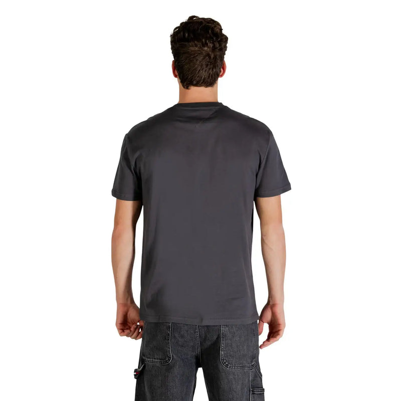 Tommy Hilfiger Herren-T-Shirt aus grauer Bio-Baumwolle mit kurzen Ärmeln und Rundhalsausschnitt, Vorderansicht in Dunkelgrau