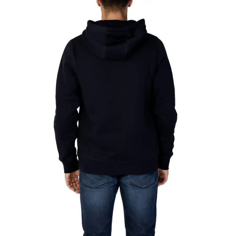 Schwarz Tommy Hilfiger Herren-Hoodie mit weicher Fleece-Textur, gerippten Bündchen, blauem Baumwollstoff, MW0MW10752