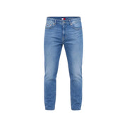 Blaue, schmal geschnittene Jeans aus Baumwolle mit Tommy Hilfiger Logo am Bund für Herren, lässige Kleidung