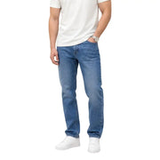 Tommy Hilfiger Herrenjeans, blau, aus Bio-Baumwolle, schmale Passform, klassische mittlere Waschung, gerader Beinschnitt und dezente Auswaschung