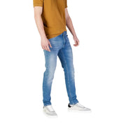 Blaue Slim-Fit-Jeans aus Denim mit verwaschenem Look und schlichten Vorder- und Gesäßtaschen von Tommy Hilfiger Herren.