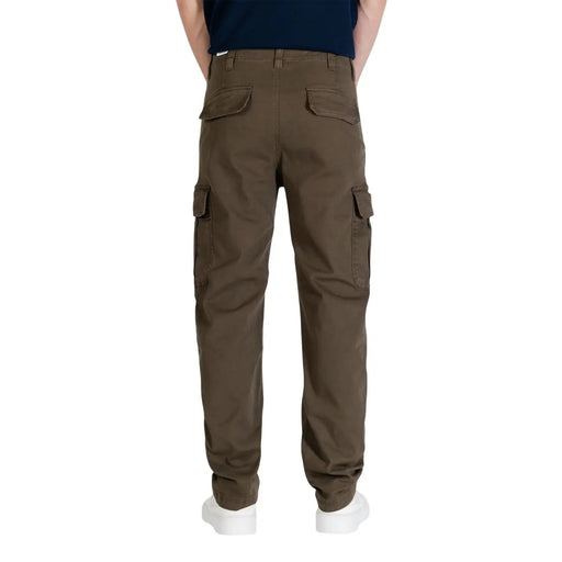 Brown cargo pants with multiple pockets and durable fabric finish paired with tommy hilfiger men jeans green organic cotton trousers