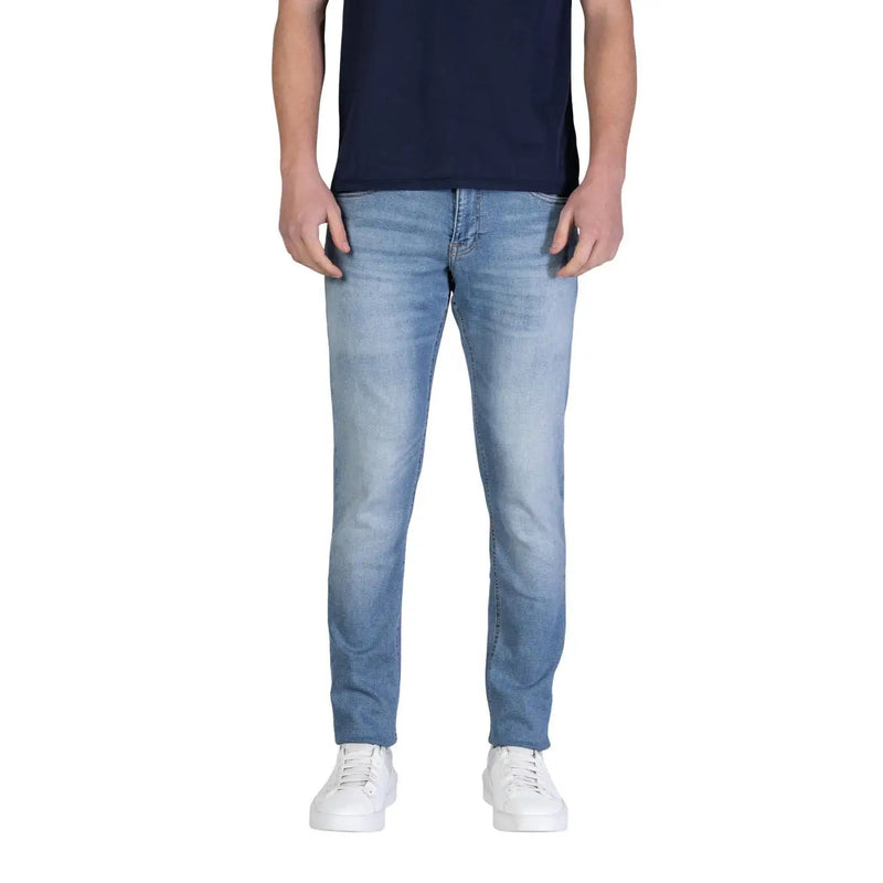 Tommy Hilfiger men jeans light blue organic cotton stretch slim fit light-wash denim with subtle fading