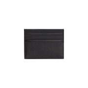 Tommy Hilfiger men wallet black leather card holder with textured surface and stitched edges