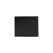Black tommy hilfiger men wallet with textured ribbed surface bi-fold design made of durable material