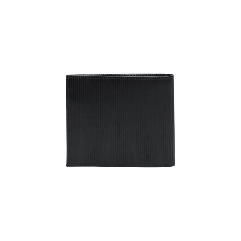 Black tommy hilfiger men wallet with textured ribbed surface bi-fold design made of durable material