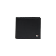 Black textured Tommy Hilfiger men wallet with small logo on the lower right corner in genuine leather