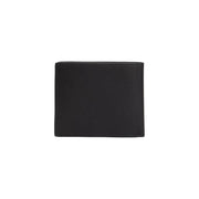 Tommy Hilfiger Schwarze Herren-Ledergeldbörse mit perforierter, minimalistischer Struktur, Maße: B 11 x H 9,5 cm
