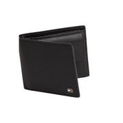 Schwarzes Portemonnaie aus perforiertem Leder mit kleinem Tommy Hilfiger Logo-Emblem, Größe B 11 x H 9,5 cm, für Herren