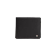 Schwarzes perforiertes Leder Tommy Hilfiger Herren-Geldbörse mit kleinem Logo, Maße: B 11 x H 9,5 cm