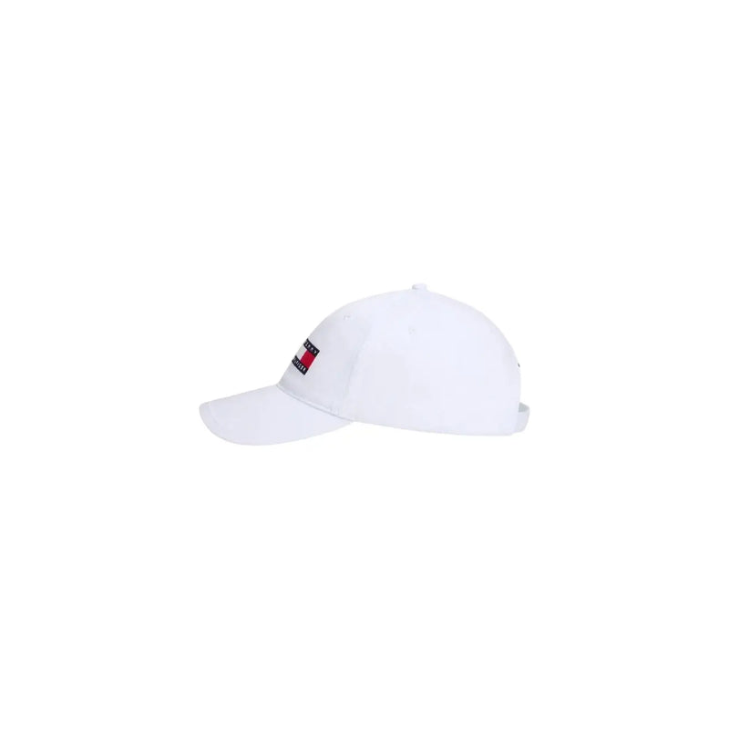 Weiße Tommy Hilfiger Baseballkappe mit rot-weiß-blauem Logo-Patch aus Bio-Baumwolle, Einheitsgröße