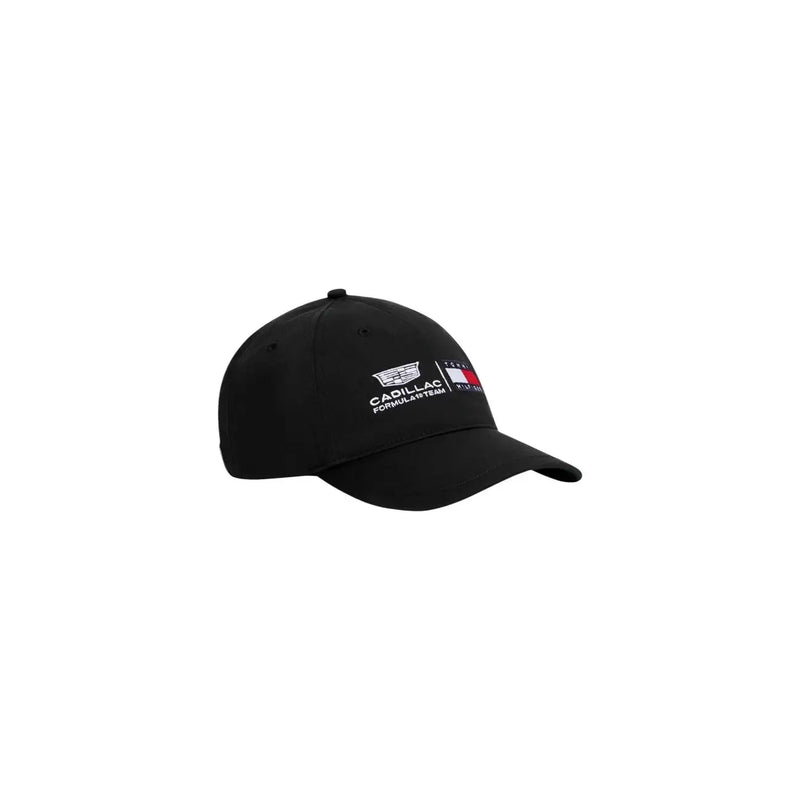 Schwarz Tommy Hilfiger Herren-Logokappe aus Bio-Baumwolle mit gesticktem Cadillac-Formel-1-Teamlogo und Flaggenemblem