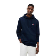 Marineblauer Tommy Hilfiger Herren-Hoodie aus Bio-Baumwolle mit kleinem, gesticktem Brustlogo und Kapuze