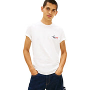 Tommy Hilfiger Weißes Herren-T-Shirt aus Bio-Baumwolle mit kleinem Logo auf der linken Brust im klassischen Design
