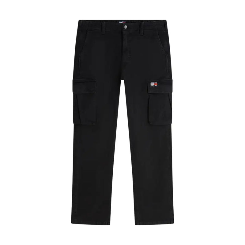Schwarz Tommy Hilfiger Otis Herren-Canvas-Jeans mit klassischem geradem Bein und Seitentaschen mit Logo-Patch