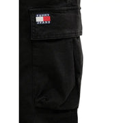 Tommy Hilfiger Otis Herren-Canvas-Jeans aus schwarzem Baumwoll-Lycra mit schwarzer Denim-Cargohose und Tommy-Jeans-Logoaufnäher