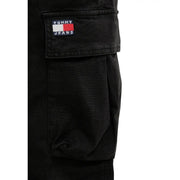 Tommy Hilfiger men Otis canvas jeans in black cotton lycra featuring black denim cargo pants with tommy jeans logo patch