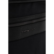 Schwarzer Tommy Hilfiger Repreve Rucksack für Herren mit strukturiertem Lederbesatz und Reißverschlusstaschen, 15 cm breit, in Schwarz