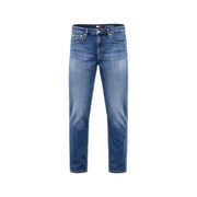 Tommy Hilfiger Ryan Slim Straight Herrenjeans aus blauem Denim mit klassischem Fünf-Taschen-Design und Markenlabel am Bund