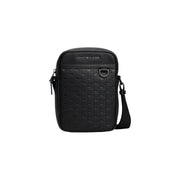 Schwarze Tommy Hilfiger Herren-Schultertasche aus strukturiertem, gewebtem Polyurethan mit elegantem, minimalistischem Crossbody-Design