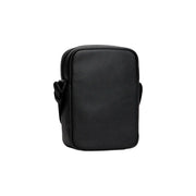 Schwarze, strukturierte Leder-Umhängetasche mit elegantem, minimalistischem Design, Tommy Hilfiger Herren-Schultertasche, Polyurethan