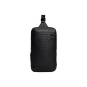 Schwarze Tommy Hilfiger Herren-Schultertasche aus Polyurethan mit gewebter Struktur und elegantem Design, 24 x 33 x 9 cm